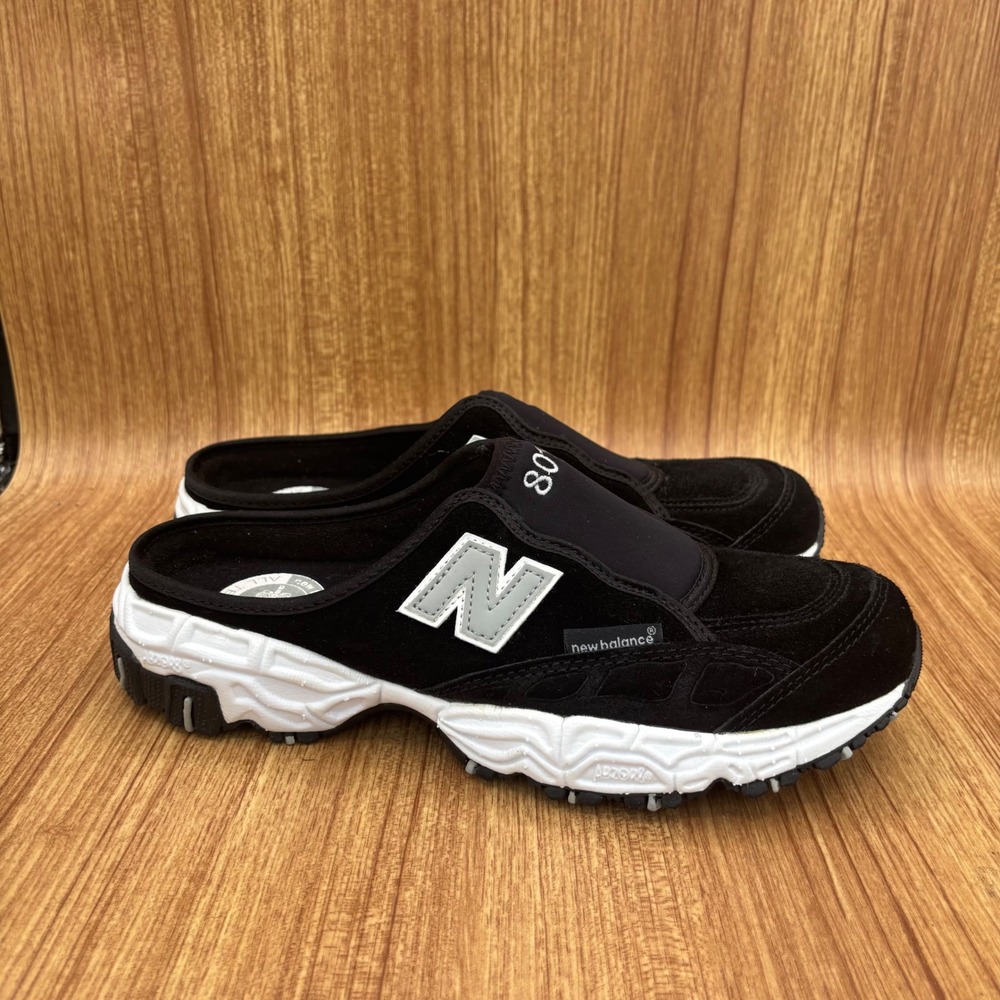 New Balance 801 All Terrain Mules Women 10 Black Silver Suede Clogs W801BS